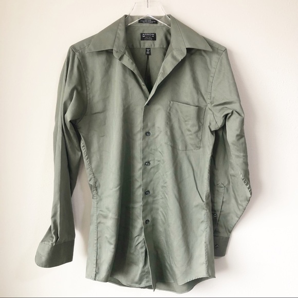 Arrow Other - Arrow | Green Sateen full button down shirt